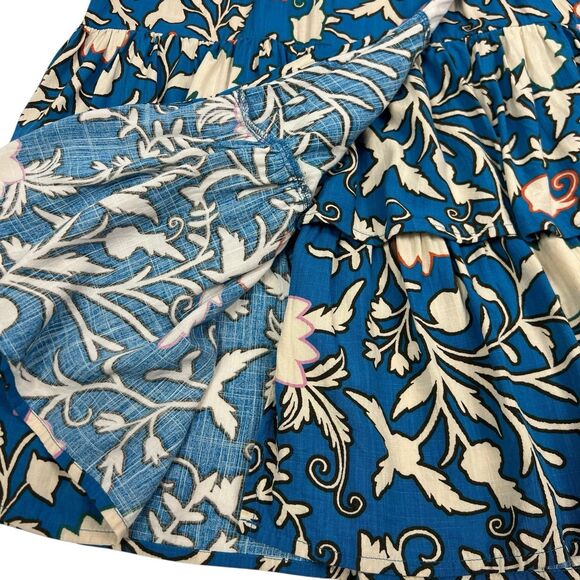 Knox Rose Blue Floral Boho Short Sleeve Tiered Hem Rayon Wrap Midi Dress Small - Picture 11 of 13